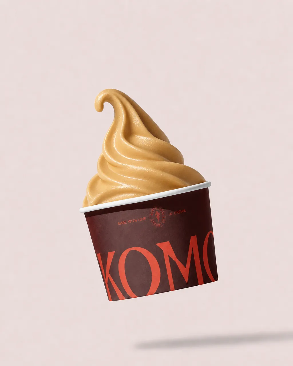 Komo Salted Caramel base in a branded cup
